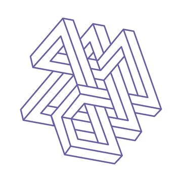 Impossible shapes, optical illusion figures, vector. Escher paradox. Optical art Stock Illustration