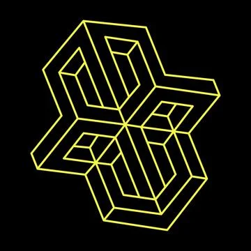 Impossible shapes. Optical illusion. Linear infinite object. Abstract eternal Stock Illustration