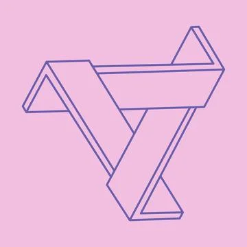 Impossible shapes, optical illusion logo, vector triangle. Optical art objects. Stock Illustration