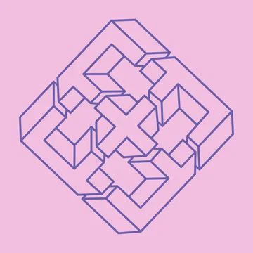 Impossible shapes, optical illusion logo, vector. Optical art objects. Geometric Stockillustratie