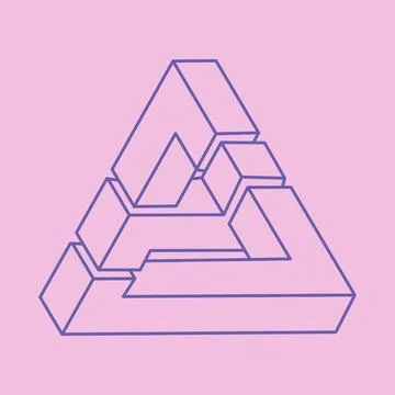 Impossible shapes, optical illusion logo, vector triangle. Optical art objects. Stock Illustration
