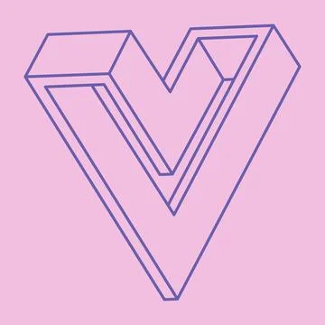 Impossible shapes, optical illusion logo, vector triangle. Optical art objects. Stock Illustration