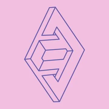 Impossible shapes, optical illusion logo, vector pattern. Optical art objects. Illustrazione stock