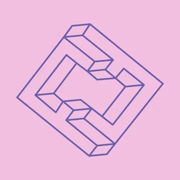 Impossible shapes, optical illusion logo, vector. Optical art objects. Geometric Stock Illustration