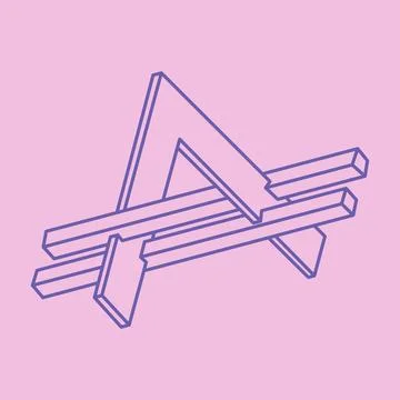 Impossible shapes, optical illusion logo, vector. Optical art objects. Geometric Stock Illustration