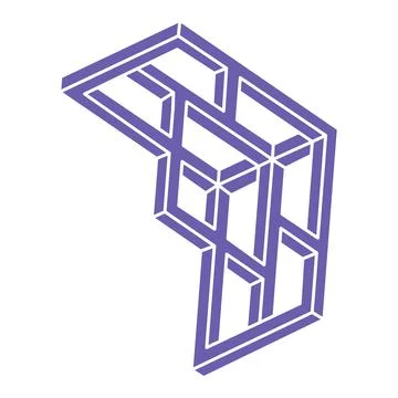 Impossible shapes, optical illusion logo, vector. Optical art objects. Geometric Stock Illustration