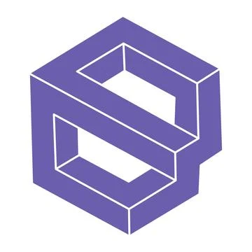 Impossible shapes, optical illusion logo, vector. Optical art objects. Geometric Stockillustratie