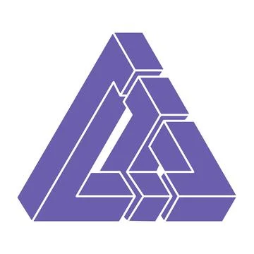 Impossible shapes, optical illusion logo, vector triangle. Optical art objects Stock Illustration