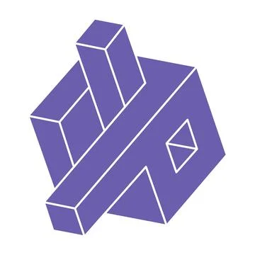 Impossible shapes, optical illusion logo, vector. Optical art objects. Geometric Stock Illustration
