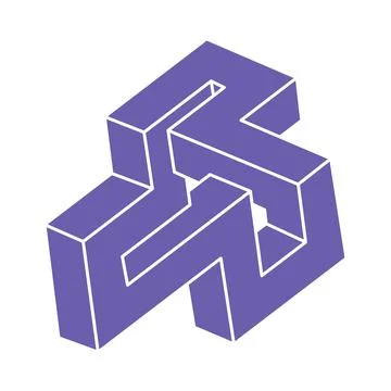Impossible shapes, optical illusion logo, vector. Optical art objects. Geometric Stockillustratie