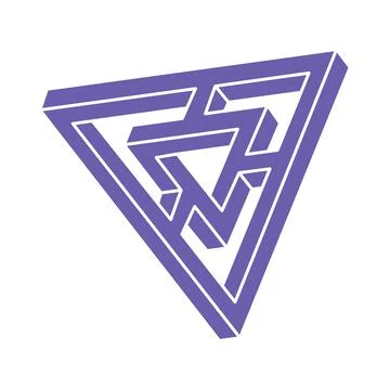 Impossible shapes, optical illusion logo, vector triangle. Optical art objects Stock Illustration