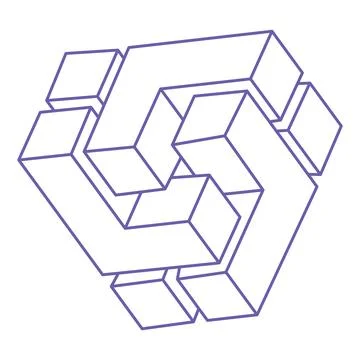Impossible shapes, optical illusion logo, vector. Optical art objects. Geometric Illustrazione stock
