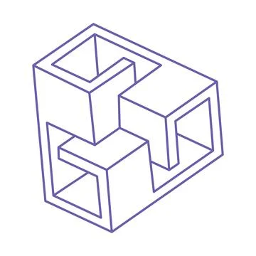 Impossible shapes, optical illusion logo, vector. Optical art objects. Geometric Stock Illustration