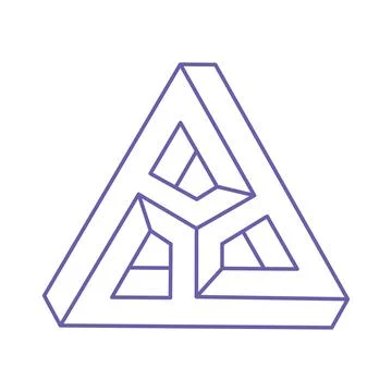 Impossible shapes, optical illusion logo, vector triangle. Optical art objects Stock Illustration