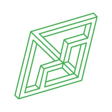Impossible shapes, optical illusion logo, vector. Optical art objects. Geometric Stockillustratie