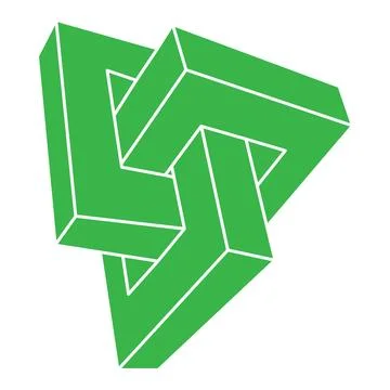 Impossible shapes. Optical illusion logo. Abstract eternal geometric objects Stock Illustration