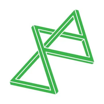 Impossible shapes, optical illusion logo, vector. Optical art green objects イラスト素材