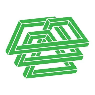 Impossible shapes, optical illusion logo, vector. Optical art objects. Geometric Stock Illustration