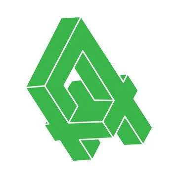 Impossible shapes, optical illusion logo, vector. Optical art objects. Geometric Stock Illustration