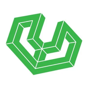 Impossible shapes, optical illusion logo, vector. Optical art objects. Geometric 스톡 일러스트