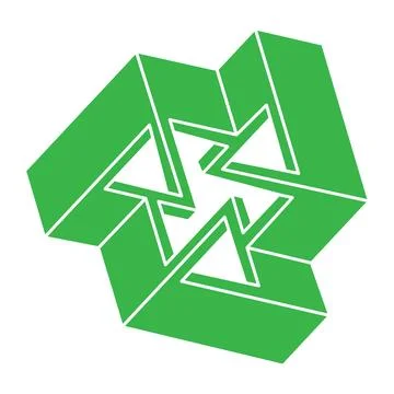 Impossible shapes, optical illusion logo, vector. Optical art objects. Geometric 스톡 일러스트