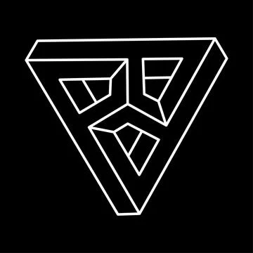 Impossible shapes, optical illusion logo, vector triangle. Optical art objects Stock Illustration