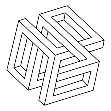 Impossible shapes. Optical illusion object. Op art. Stock Illustration