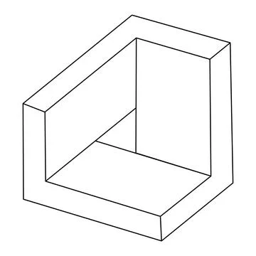 Impossible shapes, optical illusion objects. Sacred geometry figure. Op art. 스톡 일러스트
