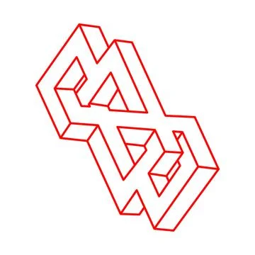 Impossible shapes. Optical illusion. Sacred geometry figure. Abstract eternal Stock Illustration