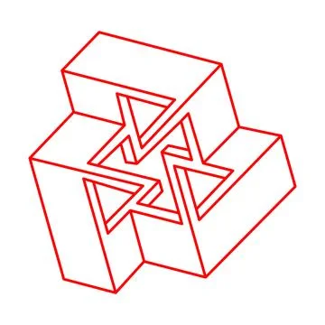 Impossible shapes. Optical illusion. Sacred geometry figure. Abstract eternal Stock Illustration