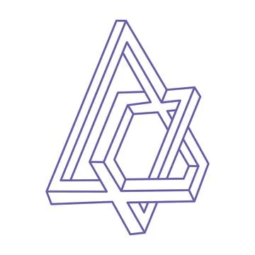 Impossible shapes. Optical illusion. Sacred geometry figure. Abstract eternal 库存插图
