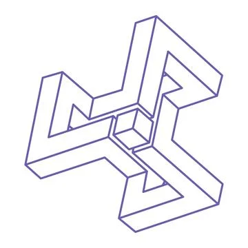 Impossible shapes. Optical illusion. Sacred geometry figure. Abstract eternal Ilustración de archivo