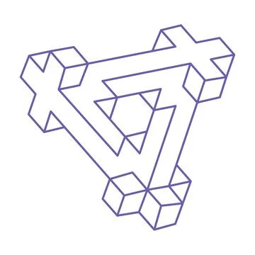 Impossible shapes. Optical illusion tattoo. Abstract eternal geometric object Stock Illustration