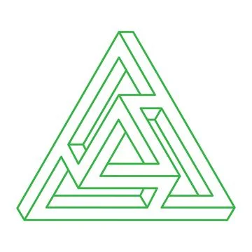 Impossible shapes. Optical illusion triangle. Abstract eternal geometric object Stock Illustration