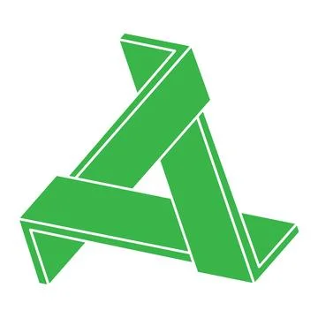 Impossible shapes, optical illusion triangle, vector. Optical art objects. Logo Stock Illustration