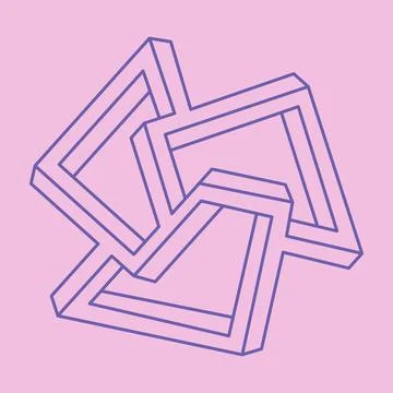 Impossible shapes, optical illusion, vector. Optical art objects. Modern Logo. Stock Illustration