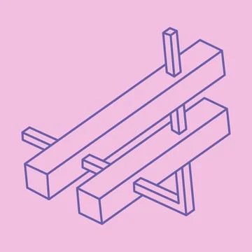 Impossible shapes, optical illusion, vector. Optical art objects. Logo. Stockillustratie