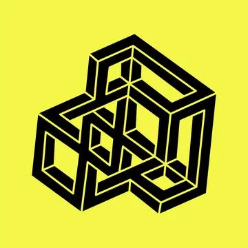 Impossible shapes, optical illusion, vector. Escher style. Optical art object Stock Illustration