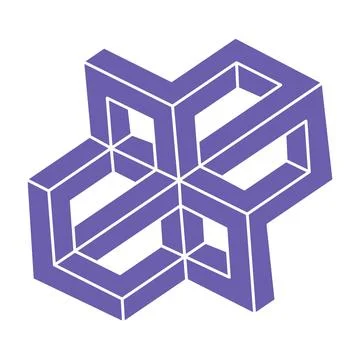 Impossible shapes, optical illusion, vector. Optical art objects. Logo Stock Illustration