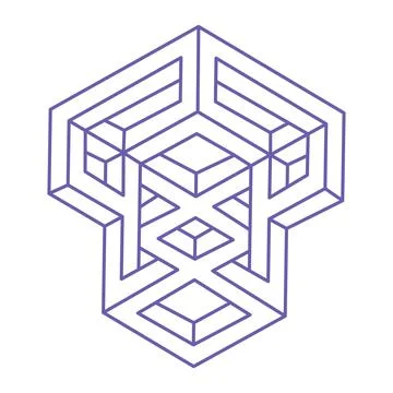 Impossible shapes, optical illusion, vector. Optical art objects. Logo in trendy イラスト素材