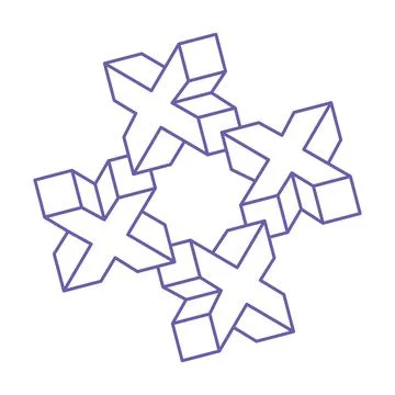 Impossible shapes, optical illusion, vector. Optical art objects. Logo Stock Illustration