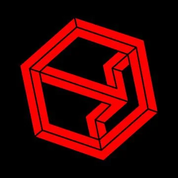 Impossible shapes, optical illusion, vector. Optical art objects. Modern logo Illustrazione stock