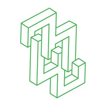 Impossible shapes, optical illusion, vector. Optical art objects. Logo Stockillustratie
