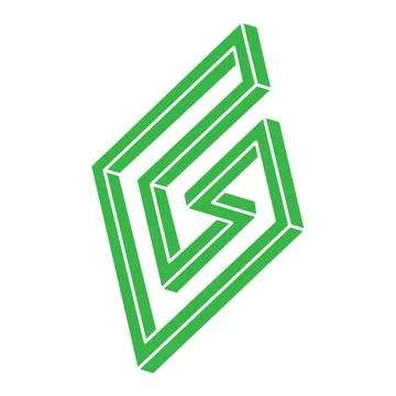 Impossible shapes, optical illusion, vector. Optical art green objects. Logo Stockillustratie