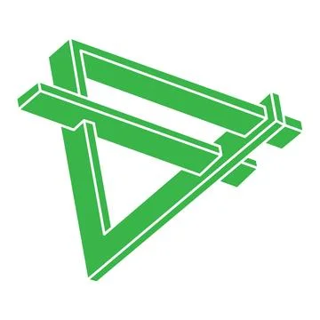 Impossible shapes, optical illusion, vector. Optical art green object. Logo Stock Illustration
