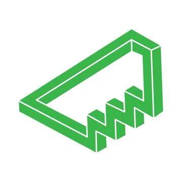 Impossible shapes, optical illusion, vector. Optical art green objects. Logo Stock Illustration