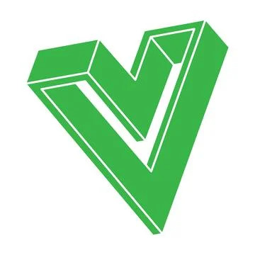 Impossible shapes, optical illusion, vector. Optical art green object. Logo Stock Illustration