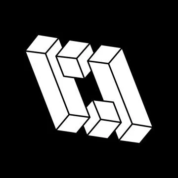 Impossible shapes, optical illusion, vector. Optical art object. Escher paradox Illustrazione stock