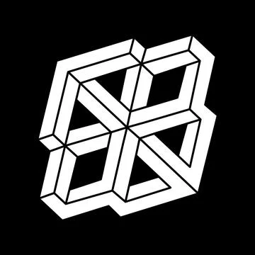 Impossible shapes, optical illusion, vector. Escher style. Optical art object Stock Illustration