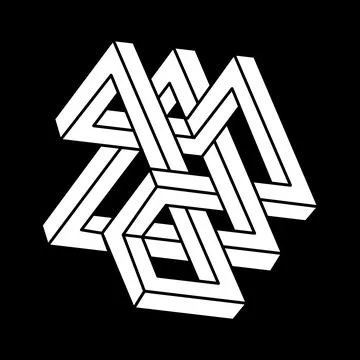 Impossible shapes, optical illusion, vector. Escher style. Optical art object Stock Illustration